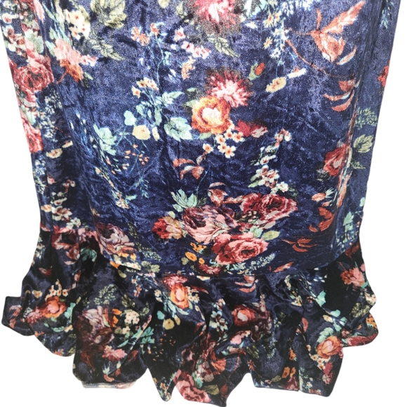 LulaRoe Cici Navy Velvet dress, Size XL Flounce Ruffle off the shoulder Velour - Picture 10 of 11